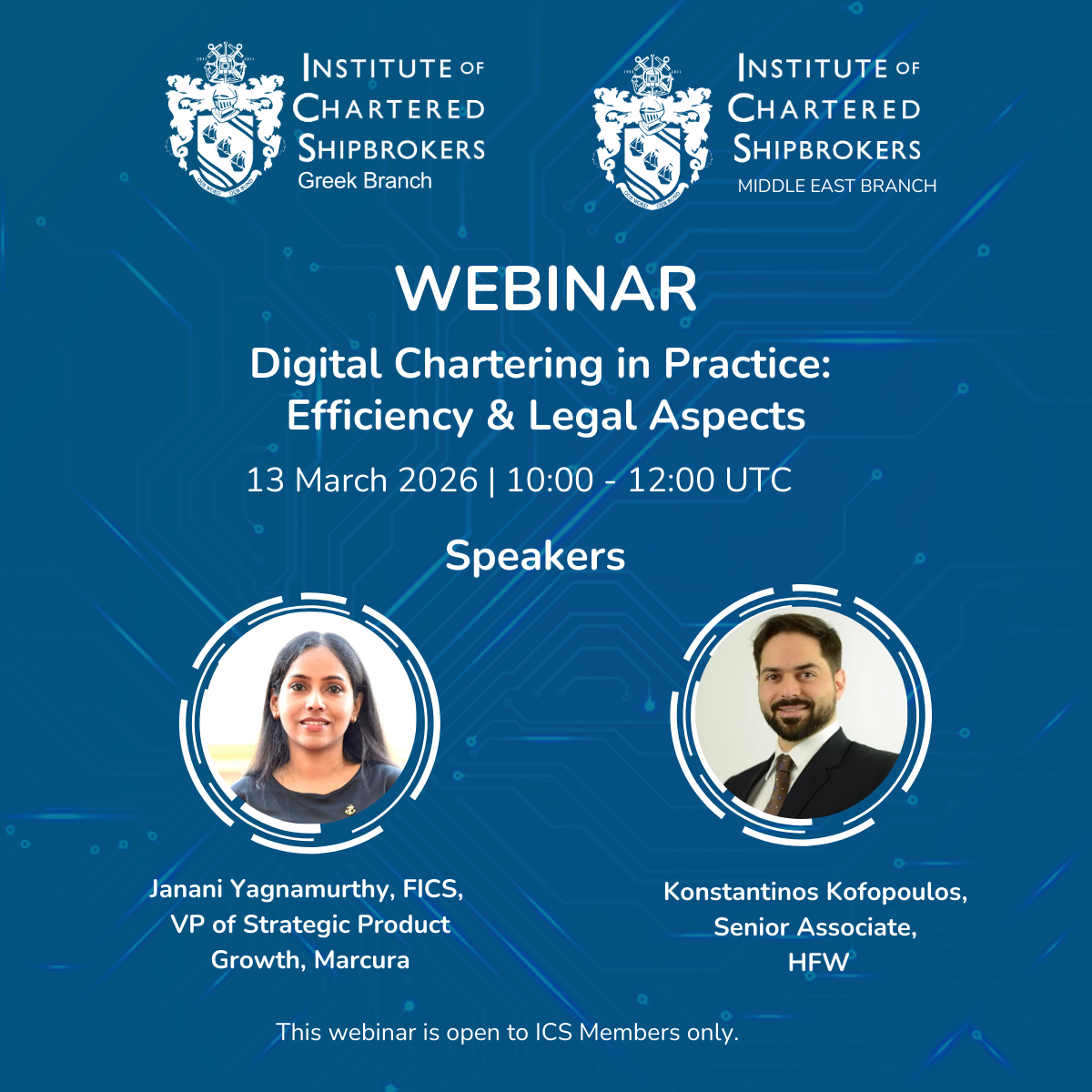 ICS Greek Branch and ICS Middle East Branch Host Successful Webinar on Digital Chartering 1 me social LinkedIn Post